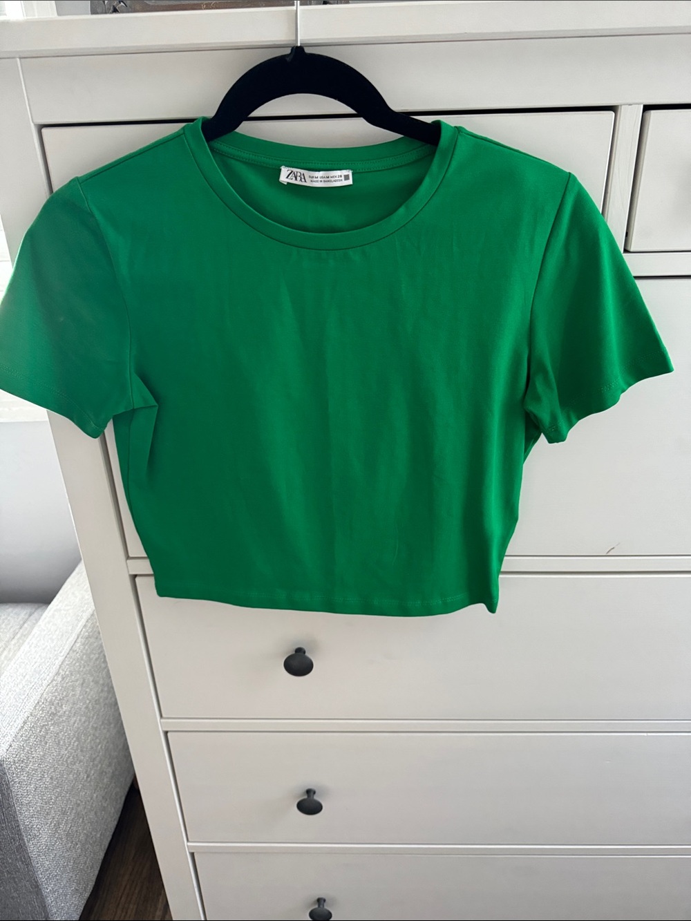 Zara Bright Green Short Sleeve Crop Tee